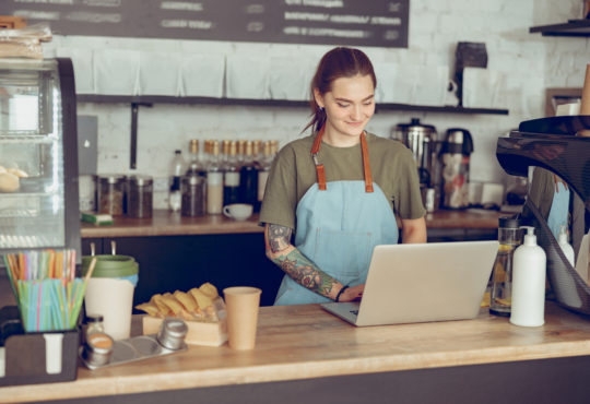 Small Business owner looking at her line of credit options.